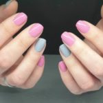 różowo niebieskie paznokcie pastelowe manicure